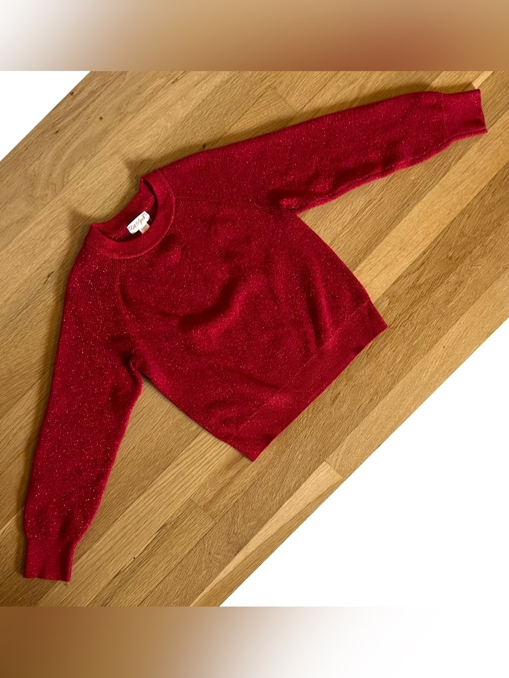 Cat & Jack Sparkle Red Crewneck Sweater S 6/7